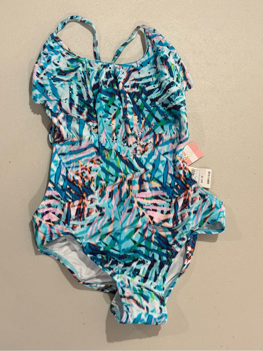 Pilyq Turquoise Multi-Color Zebra Print Kids One-Piece Swimsuit